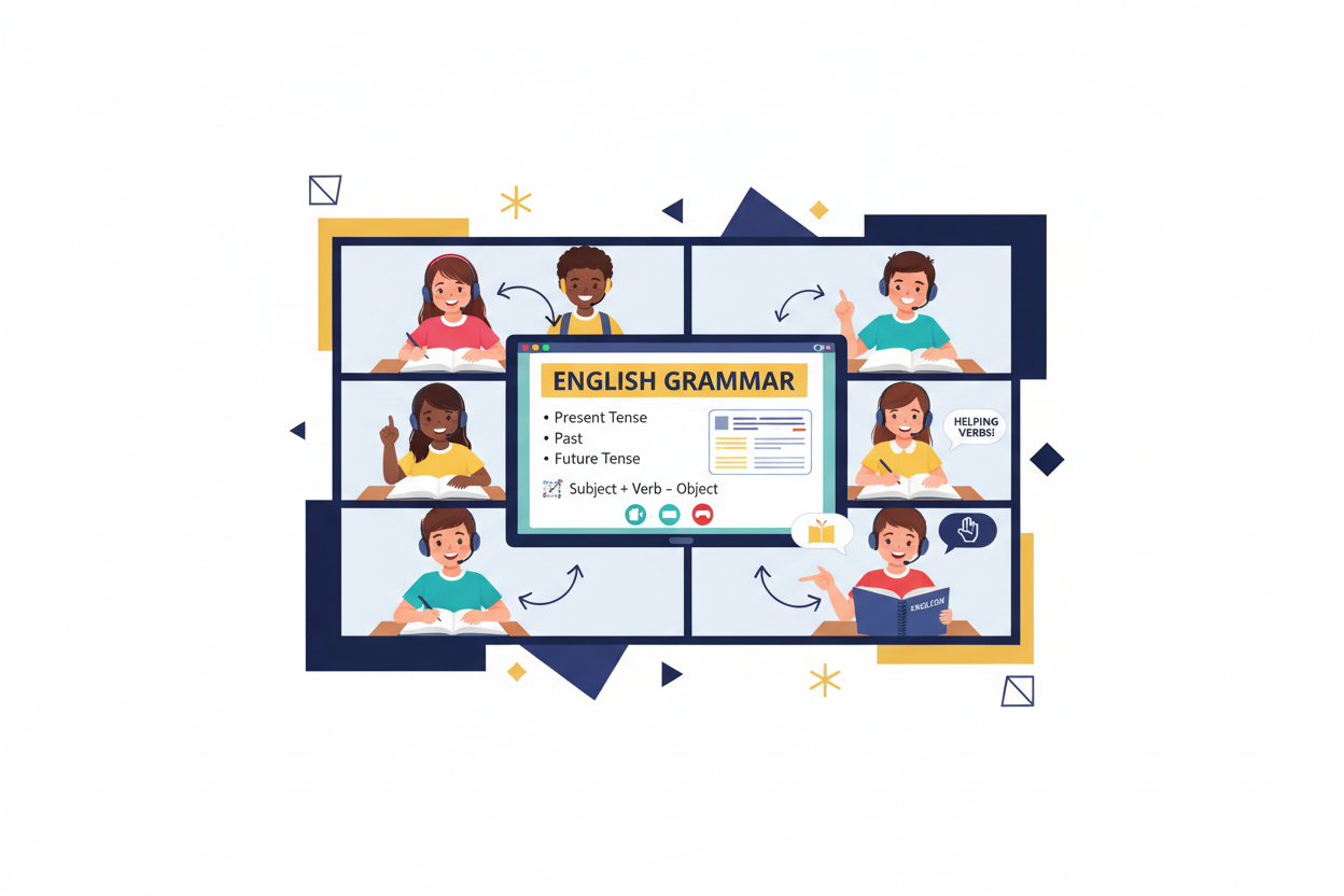 Cours d’anglais en groupe en ligne pour collégiens (11–14 ans) – Soutien scolaire