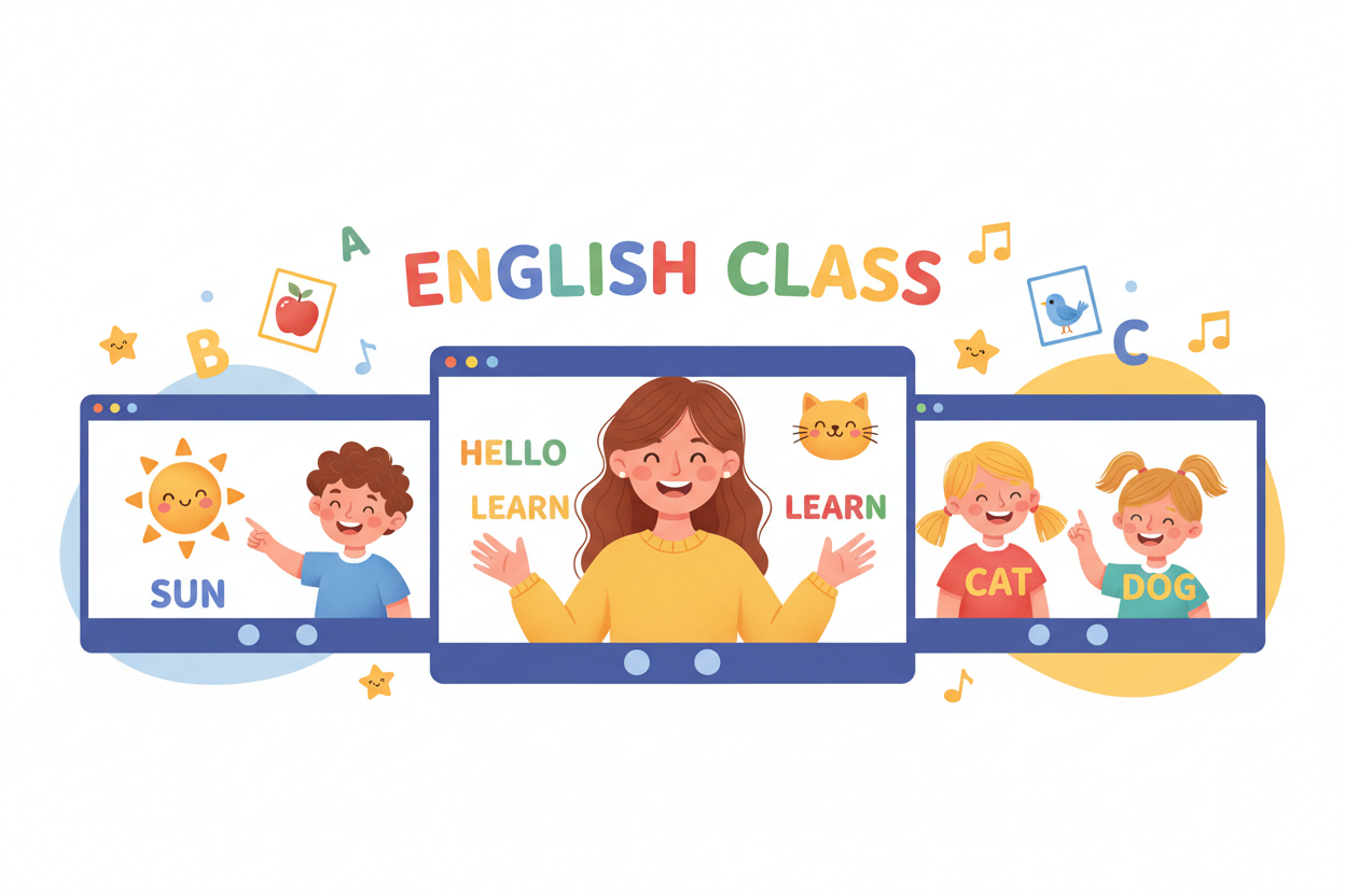 Cours d’anglais en ligne en petit groupe pour enfants (4–6 ans)