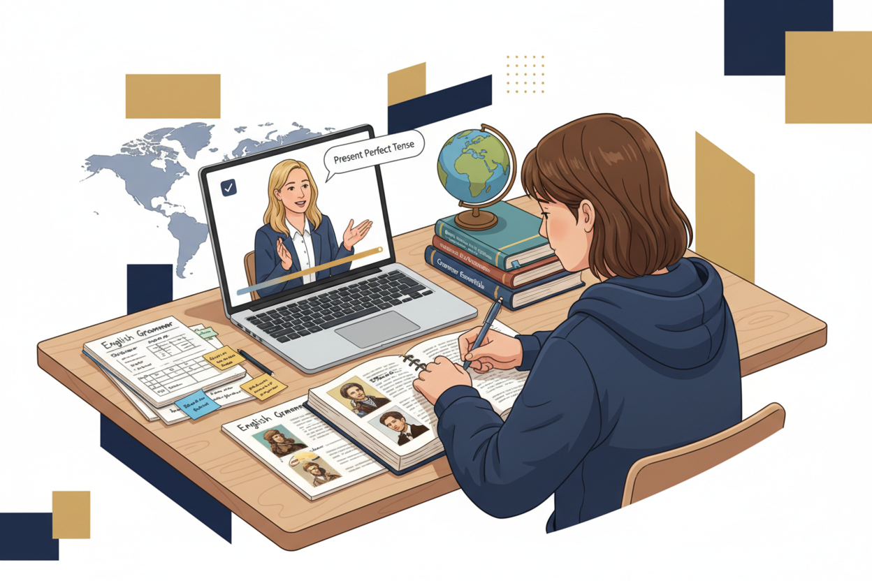Cours d’anglais particulier en ligne pour collégiens (11–14 ans) – Soutien scolaire