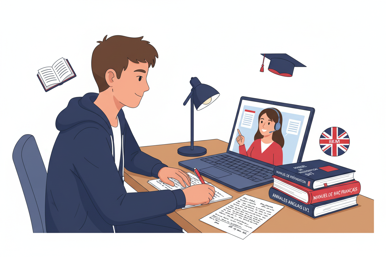 Cours particulier d’anglais en ligne pour lycéens (15–18 ans) – Soutien scolaire & préparation Bac
